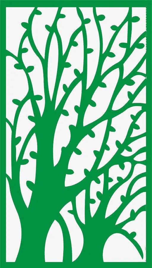 绿色矢量树叶带边框插图免抠