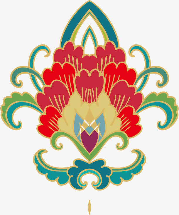 红色传统图案免抠