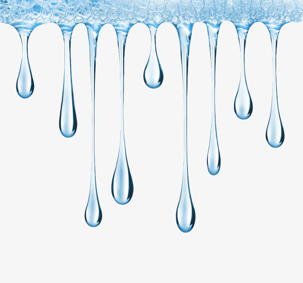 蓝色水滴状粘液强力胶实物免抠装饰效果特效元素