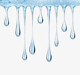 蓝色水滴状粘液强力胶实物免抠装饰效果特效元素