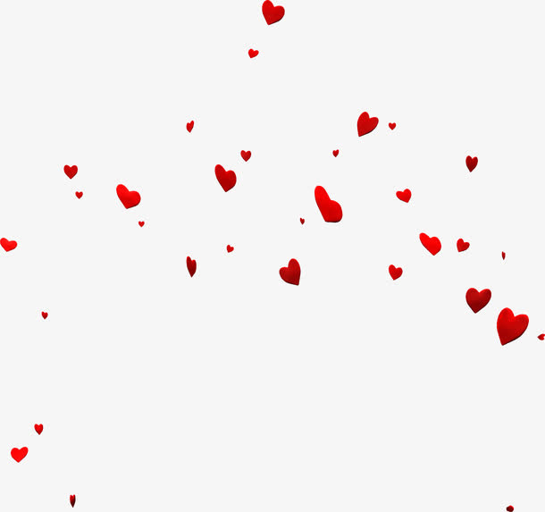 红色飘零爱心免抠