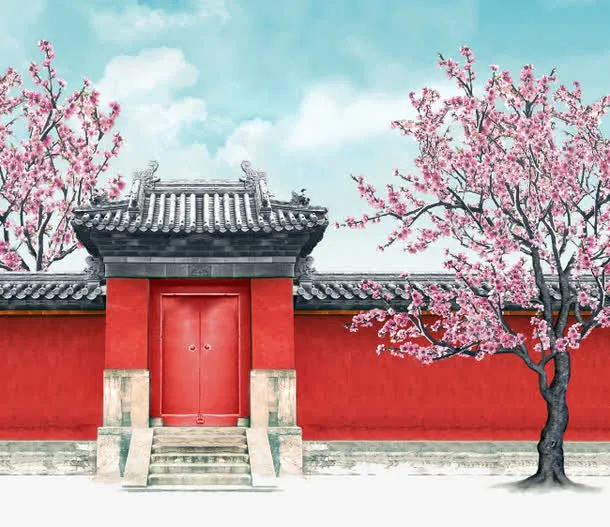 红墙青瓦免抠
