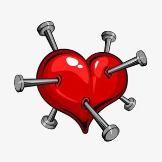 红色爱心插画免抠