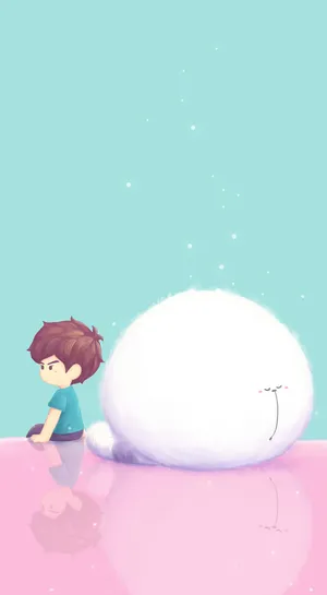 卡通毛球和男孩海报背景