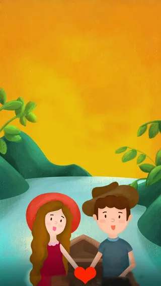 黄色温暖手绘插画风格界面高清