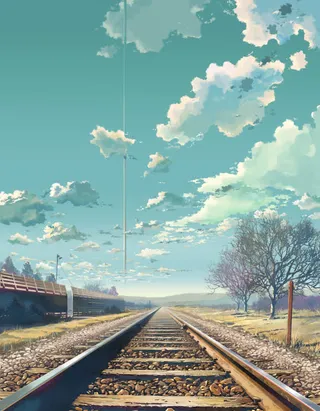 唯美蓝天云彩动漫插画免抠