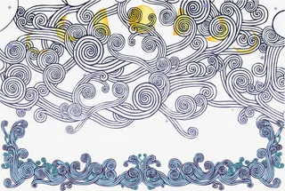 月亮的圆缺变化和潮流花纹矢量素免抠