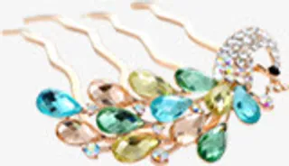 精美孔雀发簪礼物节日免抠