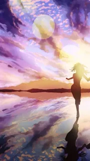 情侣女孩卡通太阳h5背景高清