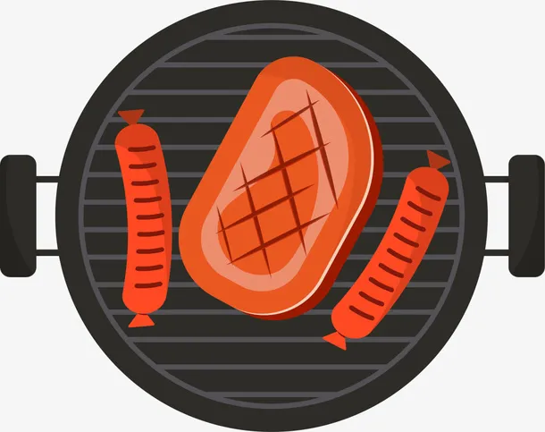 卡通美味烤肉烧烤板免抠
