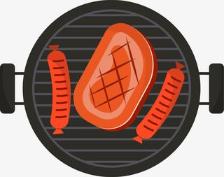 卡通美味烤肉烧烤板免抠