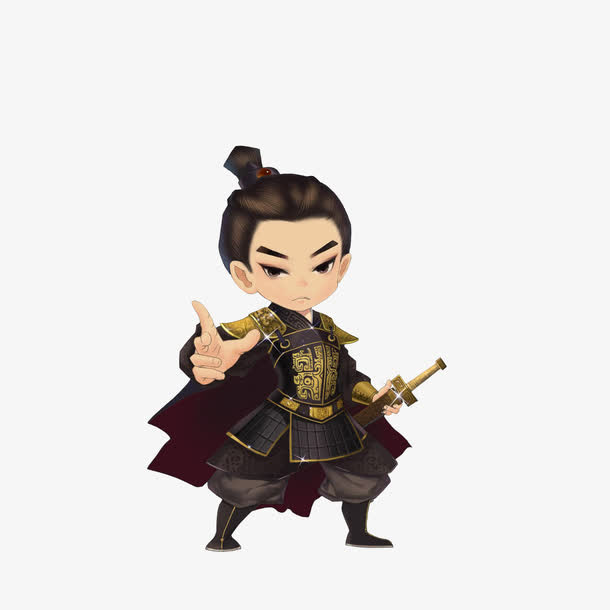 卡通游戏里的古代少年将军素材免抠
