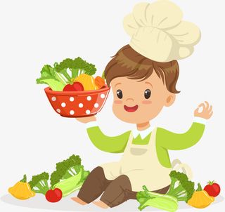 卡通男孩端蔬菜盆免抠