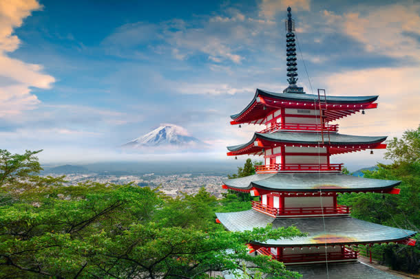 天空森林古楼植物免抠