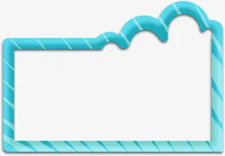 蓝色条纹云状边框素材免抠