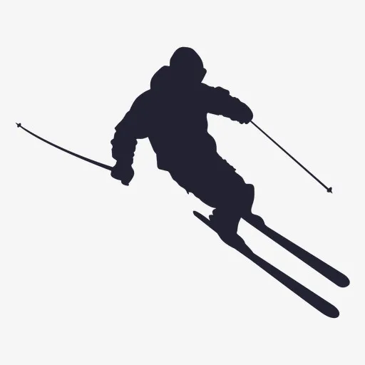 滑雪剪影拐弯免抠