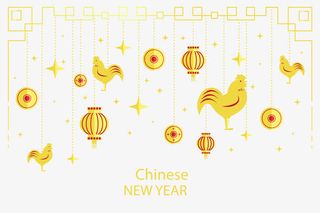 矢量鸡年吊饰免抠