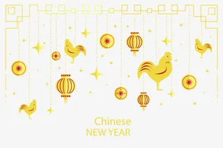矢量鸡年吊饰免抠