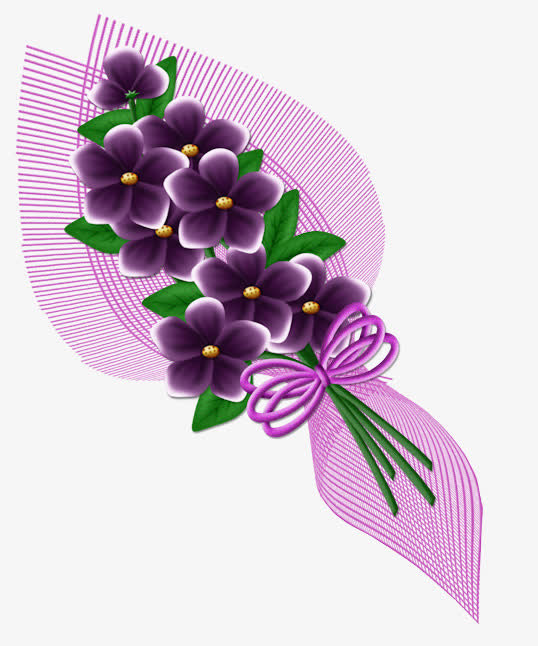 手绘粉红一束鲜花免抠