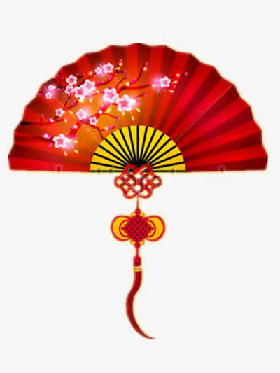 桃花盛开的扇子免抠