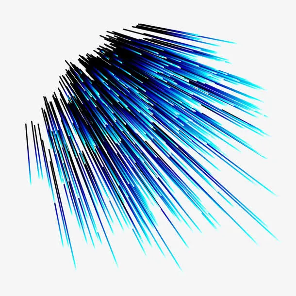 蓝色矢量彩色光线射线烟花免抠