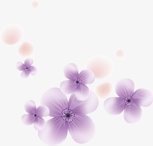紫色清新花朵漂浮素材免抠