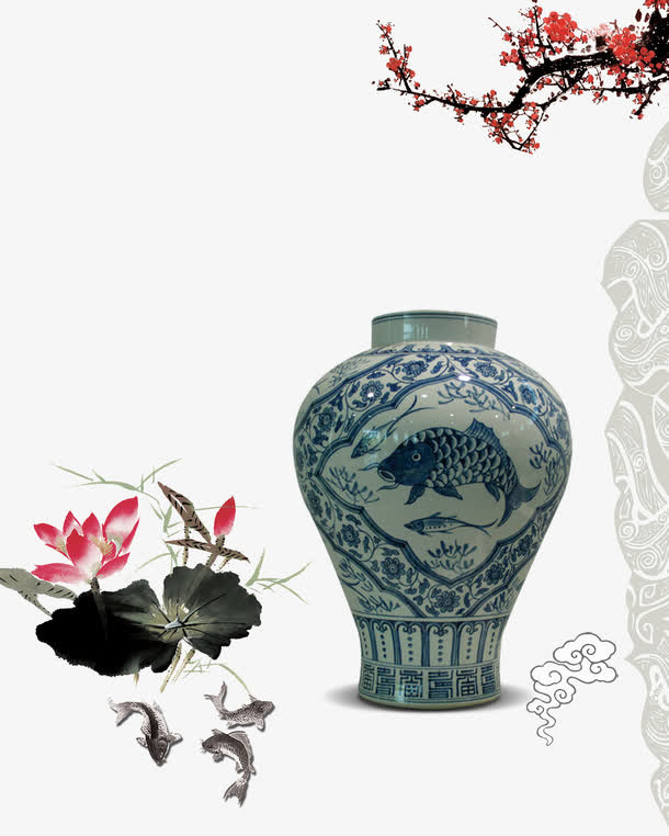 水墨荷花免抠
