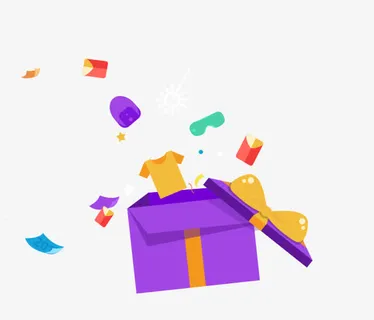 紫色创意卡通礼盒免抠