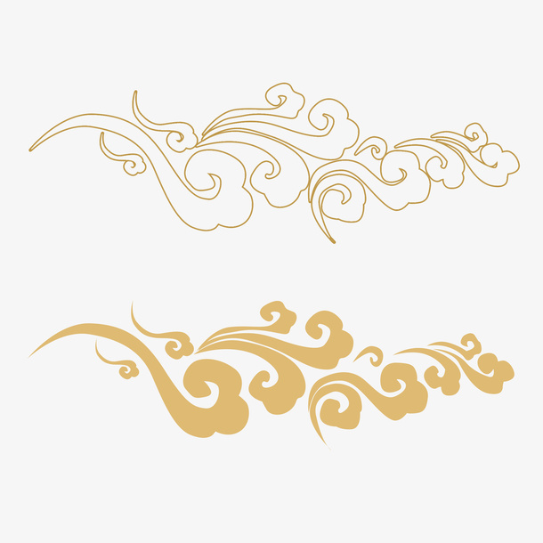 金色国风祥云纹理免抠