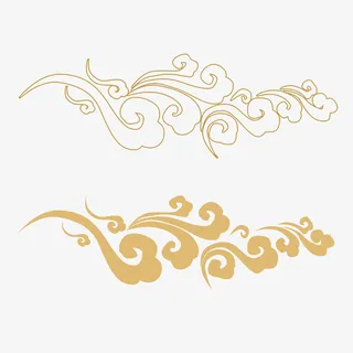 金色国风祥云纹理免抠