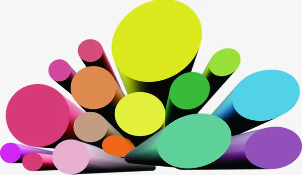 彩色圆柱招聘海报免抠