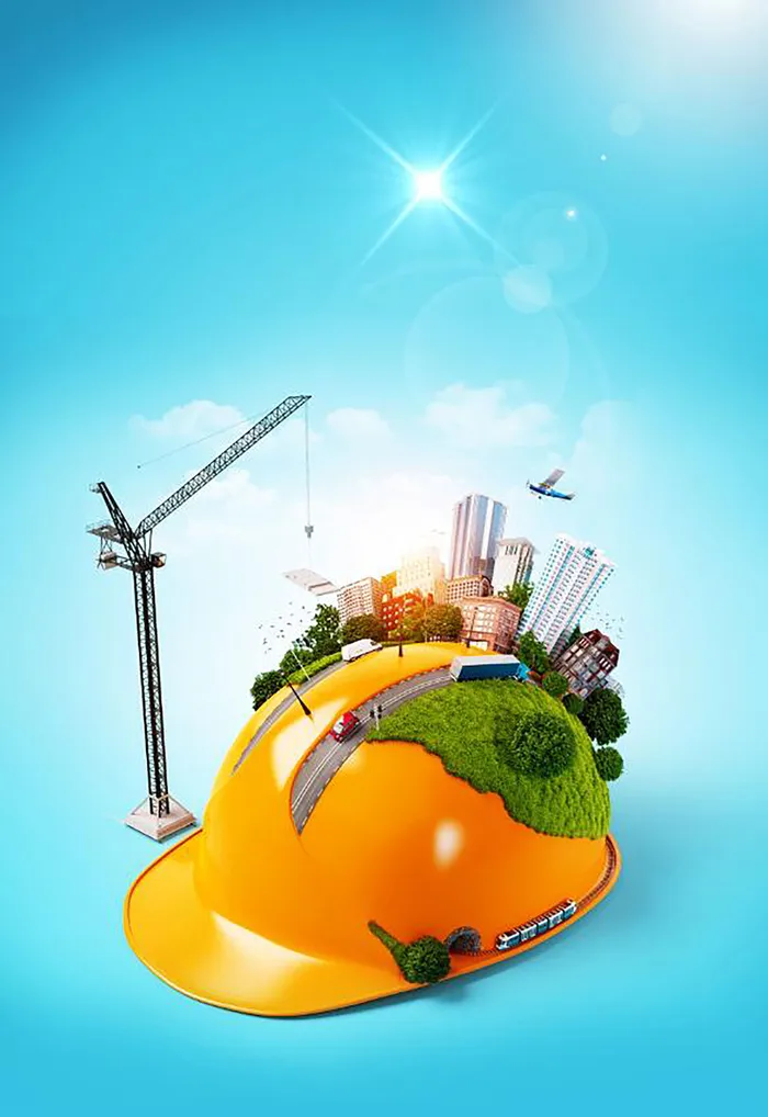 蓝色创意提高生产质量安全施工背景高清