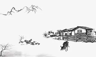 黑白中国风平房免抠