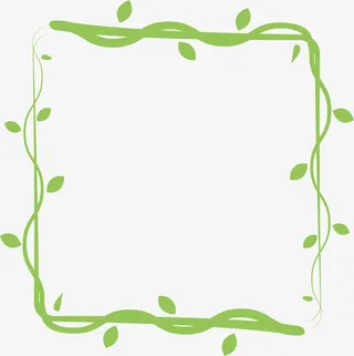 绿色春季树藤框架免抠