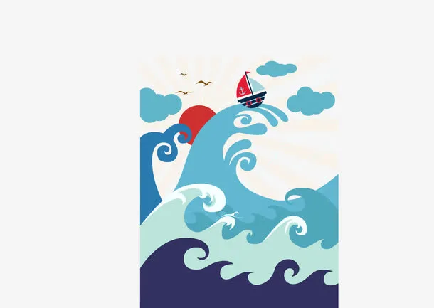 海上帆船免抠
