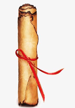 直立起来古老羊皮卷轴免抠