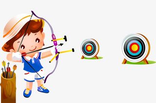 卡通手绘开心射箭可爱小女孩免抠