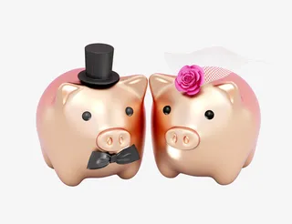 c4d卡通情侣存钱罐装饰免抠