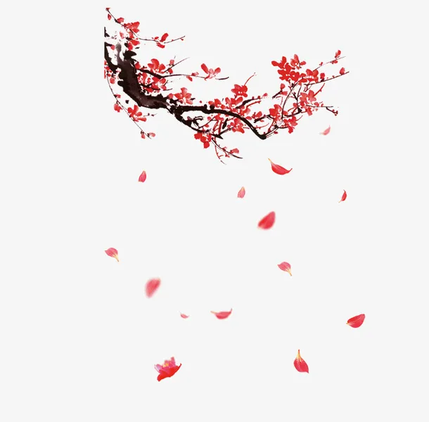 红色梅花装饰PNG免抠