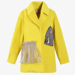 黄色毛呢大衣免抠
