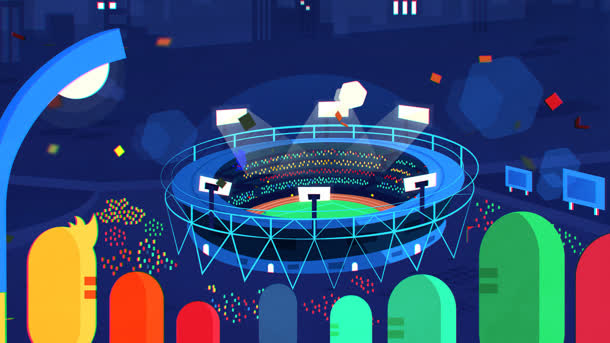 手绘深蓝色海报场景免抠