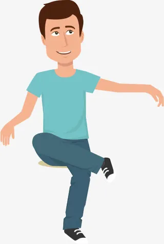 坐姿男子卡通男子免抠