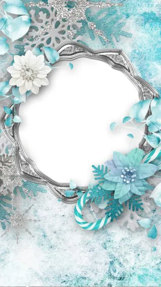 菜鸟图库网—梦幻花框绿粉色白H5背景素材高清