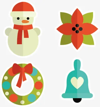 矢量圣诞卡通可爱贴纸免抠