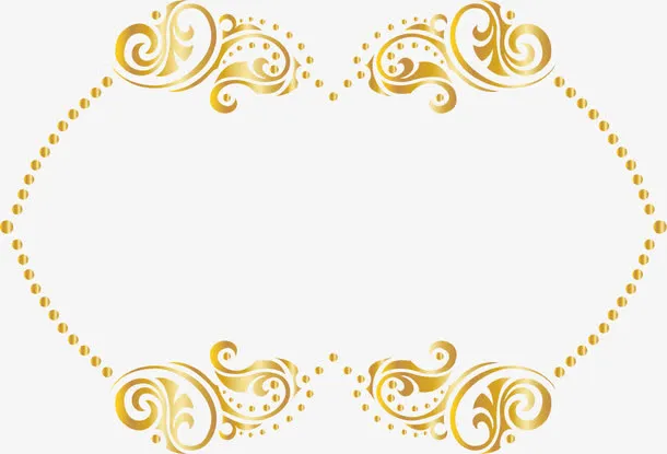 手绘金色花纹免抠