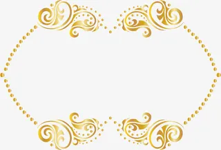手绘金色花纹免抠