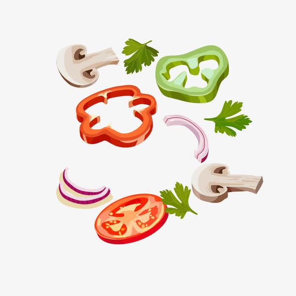 卡通手绘蔬菜切片免抠