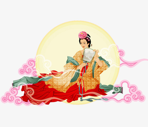 中秋节人物美女月亮中国风免抠