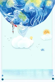 文艺小清新毕业旅行海报背景素材高清