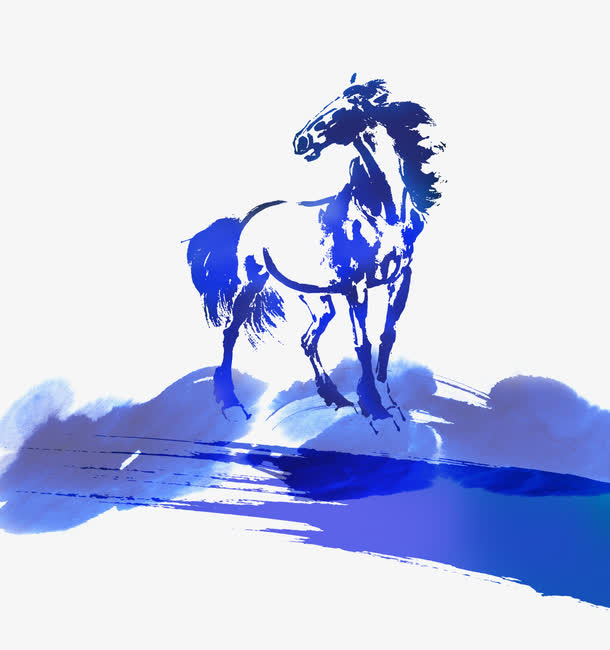 水墨骏马免抠